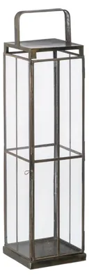 Teelichthalter 48x48x72 cm, Glas, Gold, Metall, 1 Stück