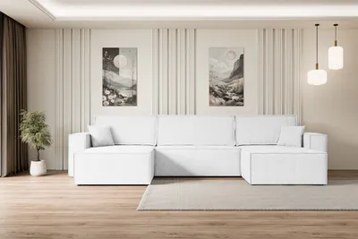 Produktbild von ALTDECOR Ecksofa mit Schlaffunktion und Bettkasten Corner Sofa Eckcouch Couch U-Form universal, links/rechts Schlafcouch Ausziehbar Wohnlandschaft Schlafsofa CELTIC-XLU - 377x143x83cm Weiß