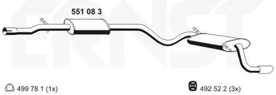 Produktbild von ERNST 551083 Endschalldämpfer für FIAT Seicento / 600 Schrägheck (187) Auspuff