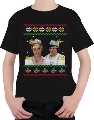Produktbild von Drei Haselnüsse für Aschenbrödel - Ugly Christmas Sweater Weihnachten Uni Kinder T-Shirt, Schwarz, 128