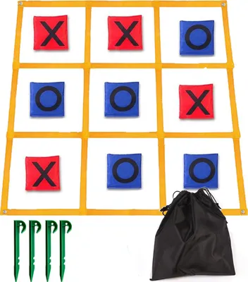 Produktbild von Tic Tac Toe – 4 x 4 Fuß für Garten, Camping, Rasen, tragbar, kein Zusammenbau erforderlich, Outdoor-Sitzsack-Wurfspiel