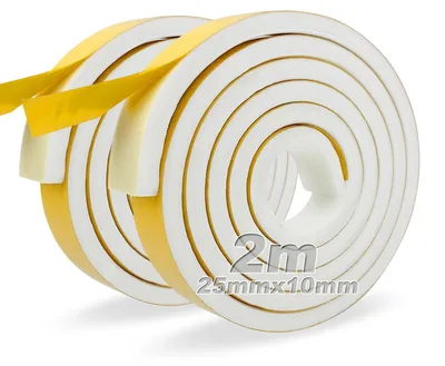 Immagine prodotto di Nastro di gomma spugnosa, autoadesivo, 25 mm x 10 mm, 2 rotoli da 2 metri