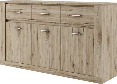Produktbild von Furniture24 Kommode Sideboard IDEA ID-09 mit 2 Türen, 4 Schubladen, Schubladenschrank, Schlafzimmer San Remo Eiche