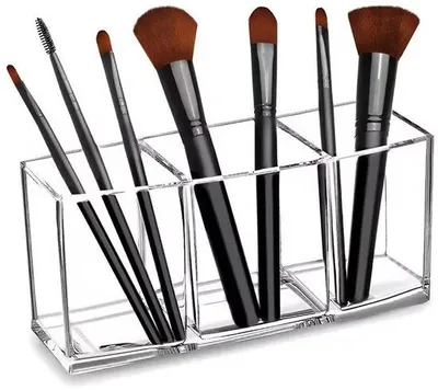 Produktbild von Unyqoos® Transparenter Acryl Make-up Organizer – Aufbewahrung mit 3 Fächern für Kosmetik und Accessoires, platzsparend, pflegeleicht