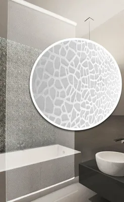 Immagine prodotto di Tenda a rullo per doccia a semicassonetto personalizzata modello Milky Stone - lunghezza e larghezza su misura