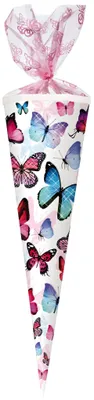 Produktbild von Nestler Schultüte Schmetterling Glitzerdruck rund 70cm