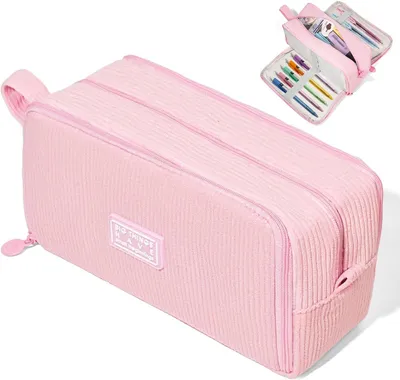 Imagen del producto de Estuche grande, extensible, de 22,5 x 8 x 12 cm, con cremallera, ideal para la escuela y la oficina