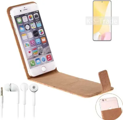 Produktbild von K-S-Trade Schutzhülle mit Kopfhörer kompatibel mit Xiaomi 12 Lite Handyhülle Cover Kork Tasche Flipstyle Case