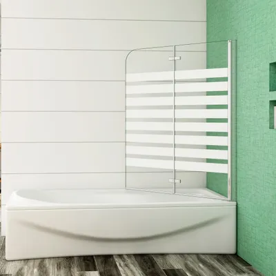 Produktbild von BxH:120x140cm Badewannenaufsatz Badewannenfaltwand 6mm ESG Glas Duschwand R