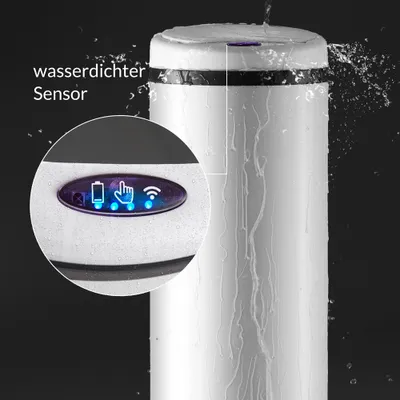 Image de MONZANA® Poubelle automatique acier inoxydable 30L capteur mouvement imperméable sans contact affichage LED câble USB poubelle de cuisine blanc