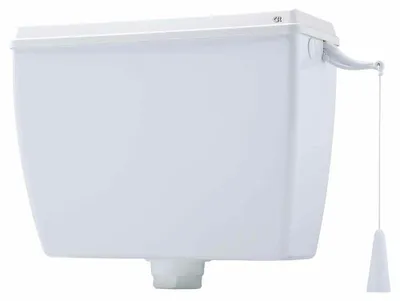 Obrázok produktu pre Vysoká biela splachovacia nádrž na WC s vekom a reťazou