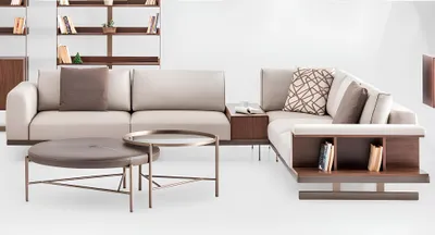 Produktbild von Beiges Stoffsofa Ecksofa Sofa L form Sofas Stoff Luxus Möbel Wohnzimmer