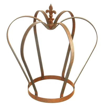 Produktbild von Dekokrone für Garten aus Metall, rostfarben, 55x55x57 cm, Übertopf Rankhilfe