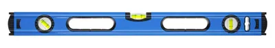Produktbild von Wasserwaage 200 cm Högert Technik, 3 Libellen/1m, Profildicke 1.0 mm, Aluminium, 2000 mm, Stoßdämpfende Abdeckungen, Griffe – Wasserwaage Bau