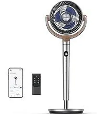Produktbild von Dreo Smart Standventilator, 120°+120° Oszillierend Ventilator mit Wi-Fi/Sprachsteuerung, 20dB Leiser Bodenventilator für Schlafzimmer, einstellbare Höhe, 8 Geschwindigkeiten, 6 Modi, 12H Timer