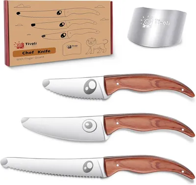 4-tlg. Küchenmesser-Set Edelstahl mit Holzgriff