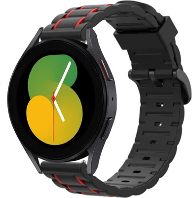 Produktbild von Strap-it Samsung Galaxy Watch 5 - 40mm Sportschnallenarmband (Schwarz/Rot)