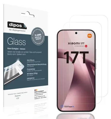 Produktbild von 2x Schutzfolie für Xiaomi 17T - Anti-Shock 9H Folie dipos Glass Kunststoffglas