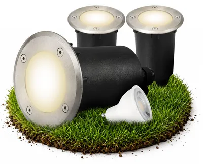 Produktbild von SSC-LUXon 3x MARNE LED Bodeneinbaustrahler Aussen rund IP67 - mit 3x LED GU10 3W neutralweiß - Bodenspot 230V für Terrasse & Garten