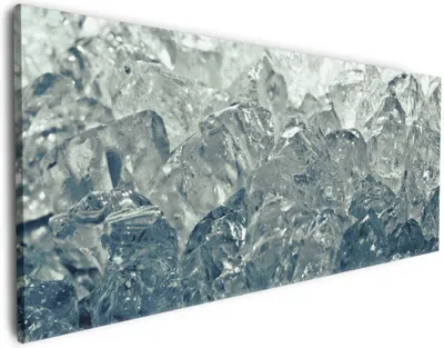 Produktbild von Wallario Premium Leinwandbild Leuchtendes Eis in blau-grau in Größe 80 x 200 cm