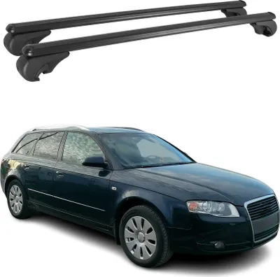 Image de Barres de toit transversales pour Audi A4 B7 Break 2004-2008 Aluminium Noir