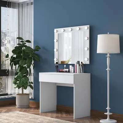 Produktbild von Skye Decor, BJ120 - 2916, Schminktisch, 100 % MELAMINBESCHICHTETE Spanplatte der Güteklasse E1, Weiß, 90 x 45 x 76,8 cm