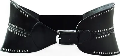 Produktbild von Damen Nieten Gürtel Stretchgürtel Breiter Hüftgürtel Taillengürtel in schwarz 75 bis 90 Schwarz 75-90 cm