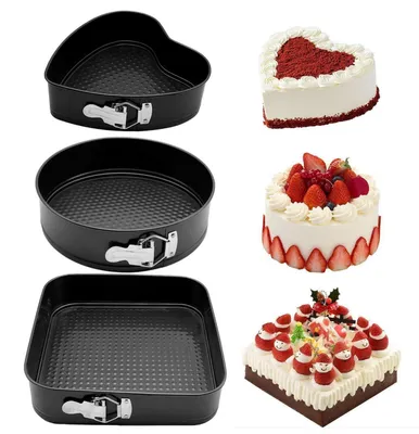 Produktbild von Springform Set 3 Stück Kuchenformen Antihaft Abnehmbarer Boden 18/22/24 cm Kohlenstoffstahl