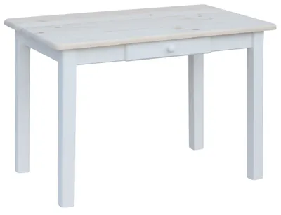 Immagine prodotto di Tavolo bianco con cassetto in legno di pino massiccio con piano non laccato 130 x 70 cm