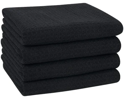 Image de Lavettes microfibre - Lot de 4 - 40 x 60 cm - Noir