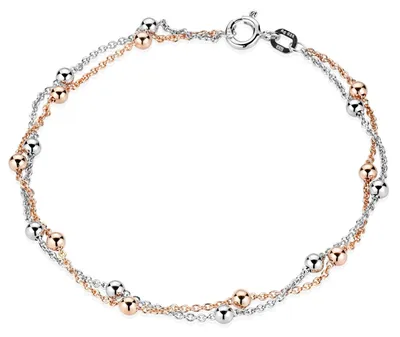 Produktbild von MATERIA Silber Armband Damen 925 mit Kugeln - Schmuck Armkette Rosegold 19cm bicolor in Schmuckbox SA-109-Rose