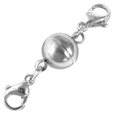 Produktbild von Akzent Uni Uhrmacherbedarf Magnetschließe, 2 Karabiner, 925er Sterlingsilber, rhodiniert Ø 8 mm