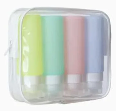Imagen del producto de Set de 16 botellas de silicona para viajes, de 100 ml