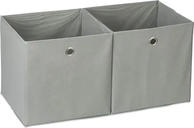 Produktbild von Relaxdays Aufbewahrungsbox Stoff 2er Set, quadratisch, Aufbewahrung für Regal, Stoffbox in Würfelform 30x30x30 cm, grau