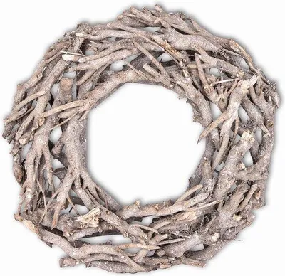 Produktbild von Unyqoos® Holzkranz Ø 50 cm, grauer Deko- & Türkranz aus Holz, rustikaler Weidenkranz für Innen & Außen, Höhe 11 cm