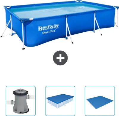 Immagine prodotto di Piscina Bestway Steel Pro rettangolare - 300 x 201 x 66 cm - blu - include pompa - copertura - telo di fondo