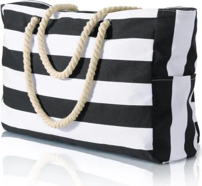 Image de Sac de plage Oscaurt Noir XXL avec fermeture éclair & bandoulière