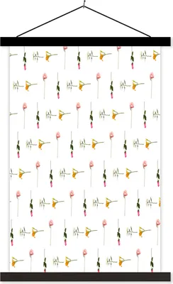 Produktbild von MuchoWow® Textilposter Blumen - Farben - Pastell 40x60 cm mit schwarzem Rahmen - Wanddekorationen