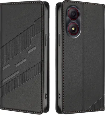 Produktbild von Hülle für ZTE Blade A34, Kunstleder Brieftaschen Handyhülle mit Kartenfach und Standfunktion Schwarz