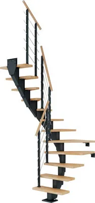 Produktbild von Pertura Mittelholmtreppe Malva Buche Leimholz Anthrazit 1/2-gewendelt 65 cm 12 Stufen / 13 Steigungen Anthrazit