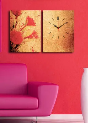 Produktbild von Opviq, 2P3040CS- CLA2645, Bunt, Wanduhren, 64 x 40 cm, 100% Wildleder -Leinwand