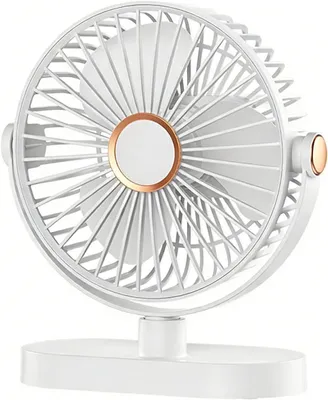 Produktbild von Tragbarer Tischventilator, USB-Ventilator mit 4000-mAh-Akku, Mini-Ventilator mit 5 Geschwindigkeitsstufen und Nachtlicht, um 720° verstellbarer Tischventilator für Zuhause, Büro, Küche und Camping