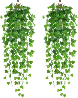 Obrázok produktu pre Umelé rastliny Visící 2 Kusy, Umelý Brečtan, Udržateľný Plast, Realistická Dekorácia pre Záhradu