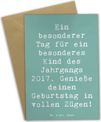 Produktbild von Mr. & Mrs. Panda Grußkarte Spruch 2017 Geburtstag - Meeresbrise - Geschenk, besonderes Kind, Klappkarte, unvergessliches Erlebnis, osterkarten, Geburtstagsgeschenk, Alter