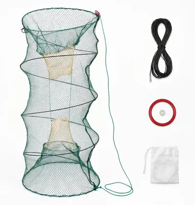 Imagen del producto de Trampa para cangrejos plegable, fabricada en tejido de nylon, con un diámetro de 80 cm, para la pesca