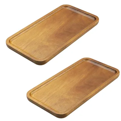 Immagine prodotto di 2 vassoi rettangolari in legno di acacia - Decorativi e multifunzionali