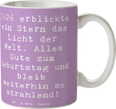 Produktbild von Mr. & Mrs. Panda Teetasse Spruch 1926 Geburtstag Stern - Lavendeltraum - Geschenk, alles Gute zum, Freude, Tasse, Happy Birthday, Jahrgang, Jubilar, Teebecher, Lachen