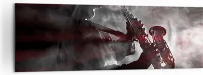 Produktbild von Bild auf Leinwand - Leinwandbild - Einteilig - Musiker Saxophonist Schwarz - 160x50cm - Wand Bild - Wanddeko - Wandbilder - Leinwanddruck - Bilder - Wanddekoration - Leinwand bilder - AB160x50-4276