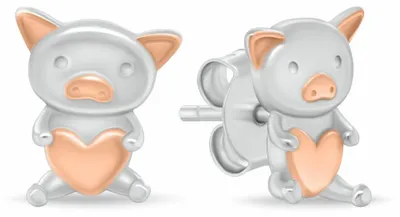 Produktbild von Sü ß e Silberohrringe Piggy mit Herz EA1226W