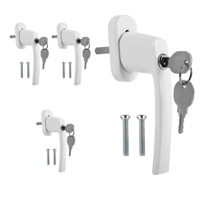 Produktbild von Hengda Fenstergriff Fenstergriffe Alu Set Sicherheitsfenstergriff abschließbar Griff 4X weiß